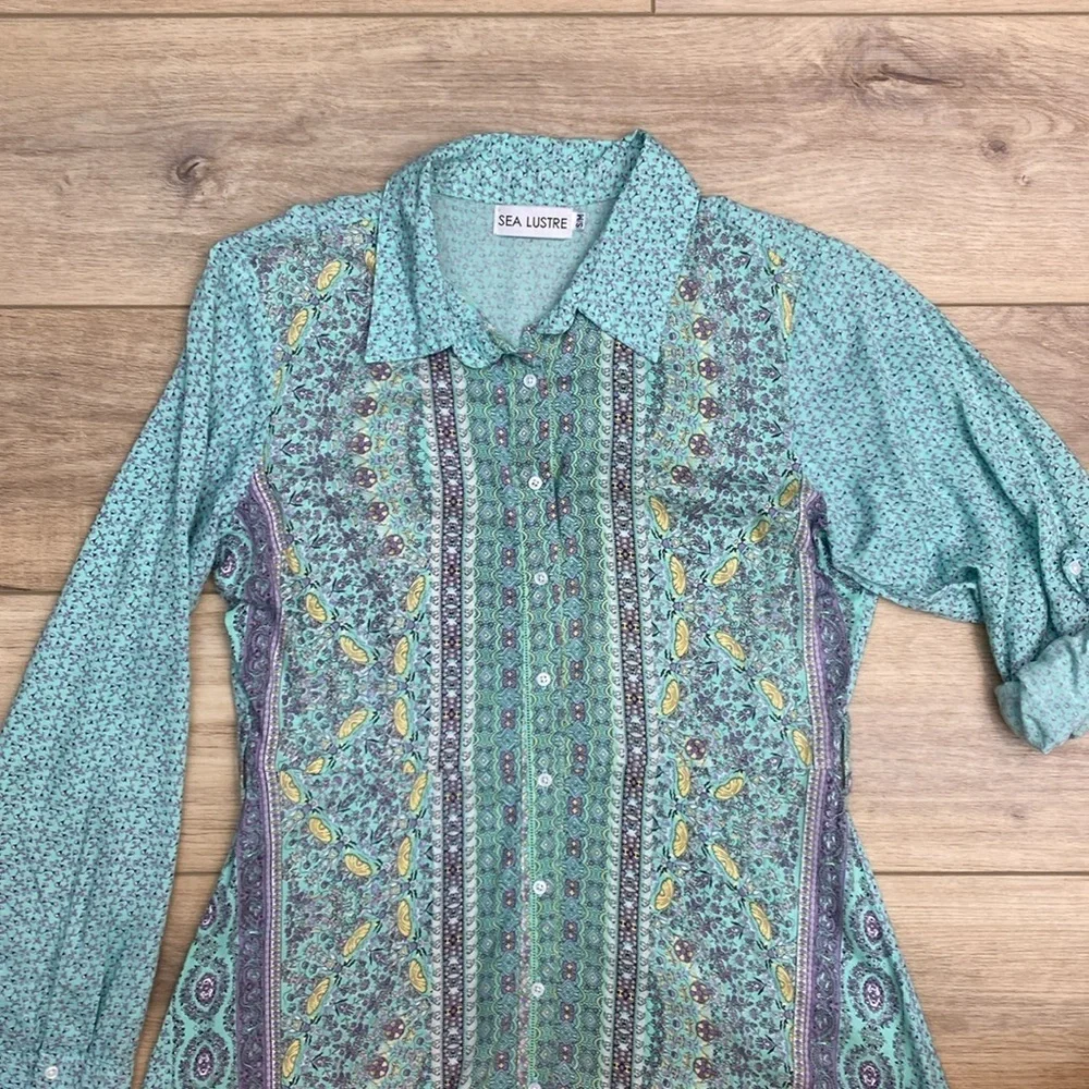 Sea Lustre Boho‎ Shirt Maxi Dress Coastal Cowgirl Coverup full Button - Picture 2 of 15